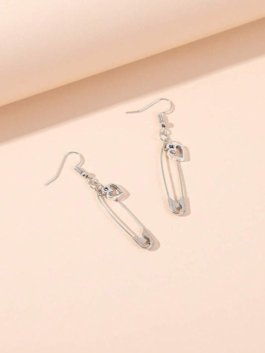 1 Pair Fashionable & Versatile Heart & Star Pendant Earrings