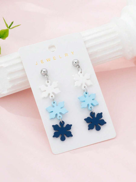 1 Pair Christmas Snowflake Faux Soft Ceramic Design Women Fashion Jewelry Earrings, Perfect Gift For Holiday Parties