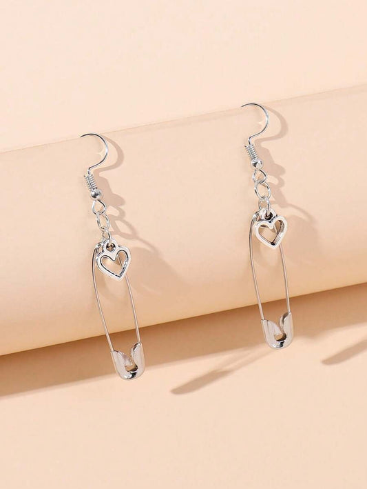 1 Pair Fashionable & Versatile Heart & Star Pendant Earrings