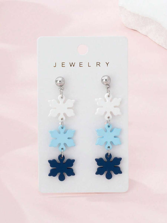 1 Pair Christmas Snowflake Faux Soft Ceramic Design Women Fashion Jewelry Earrings, Perfect Gift For Holiday Parties